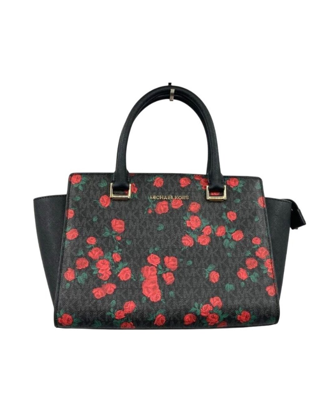 Michael Kors Rose-Print Selma Large Satchel Handbag